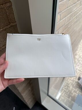 Tom Ford Beauty White Leather Pouch Bag